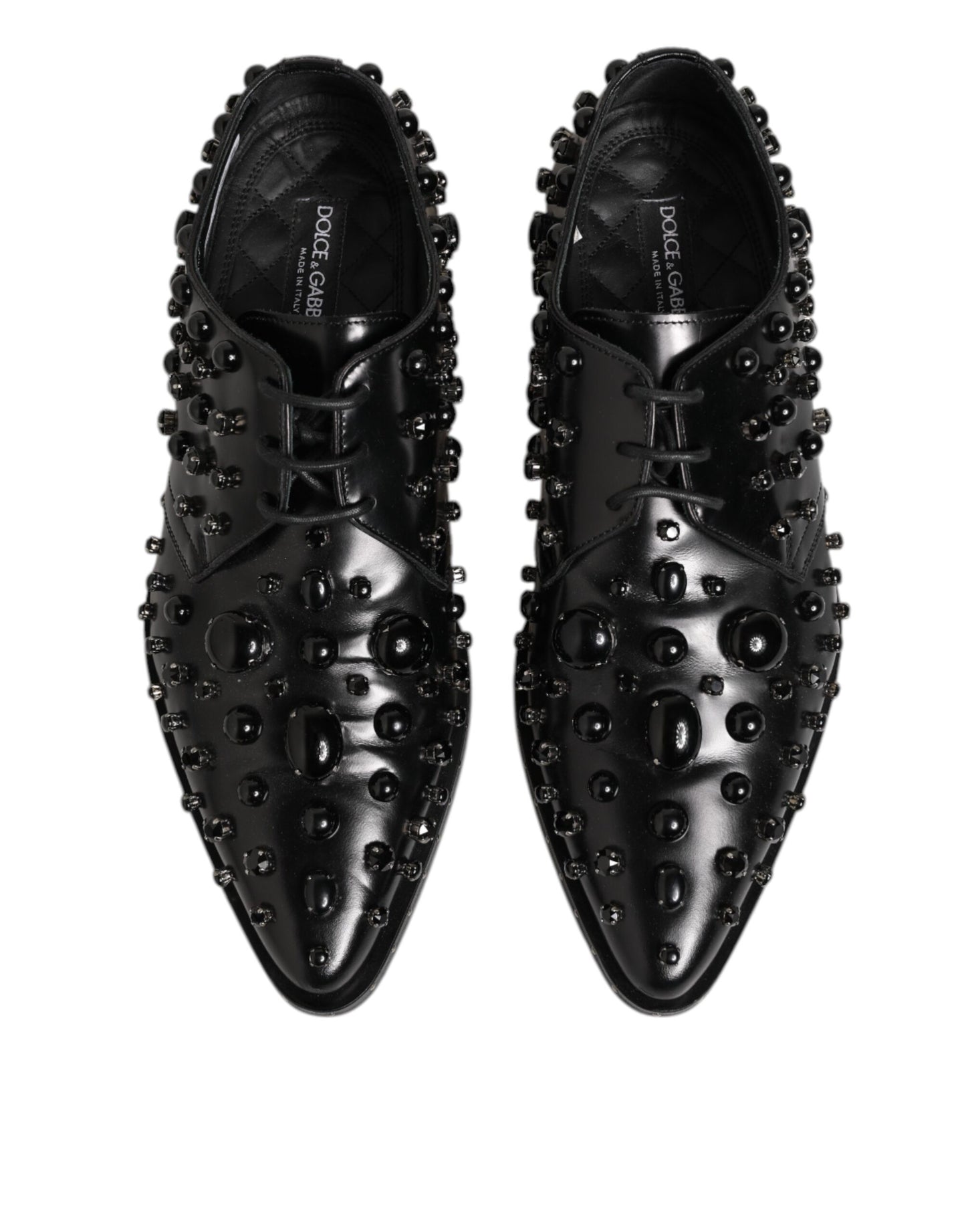 Black Crystal Embellished Formal Derby Shoes