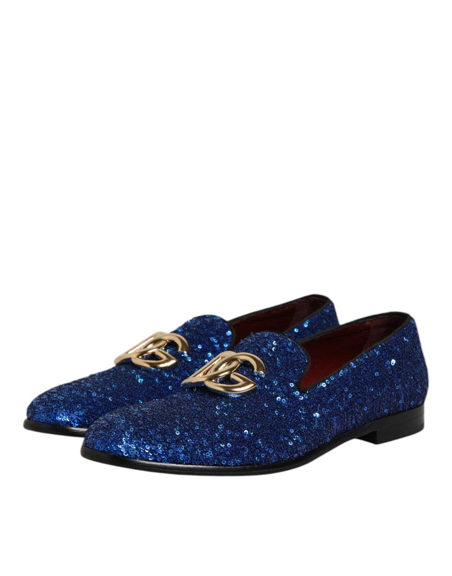 Blue Sequined Loafers Formal Dress Men Shoes