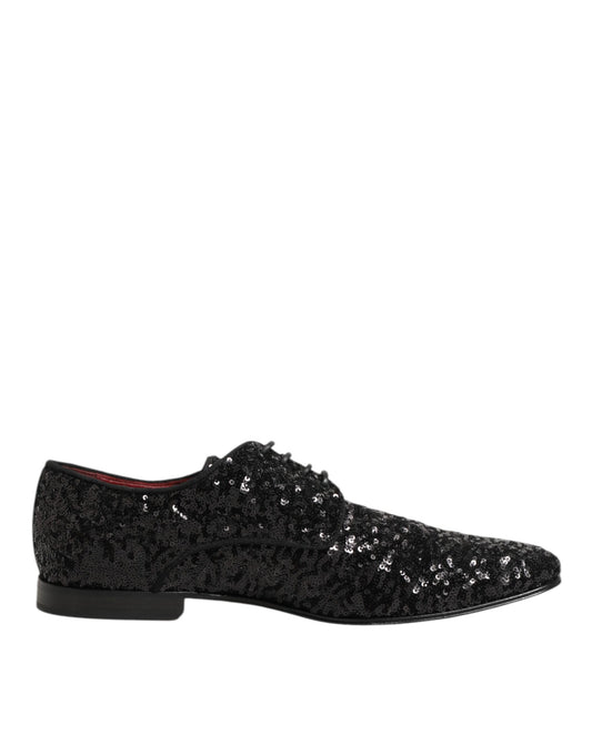 Black Sequined Lace Up Dress Men Derby Shoes