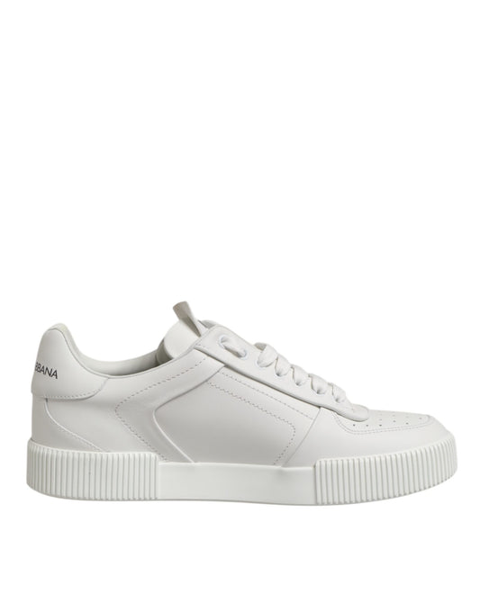 White Miami Leather Low Top Sneakers Shoes