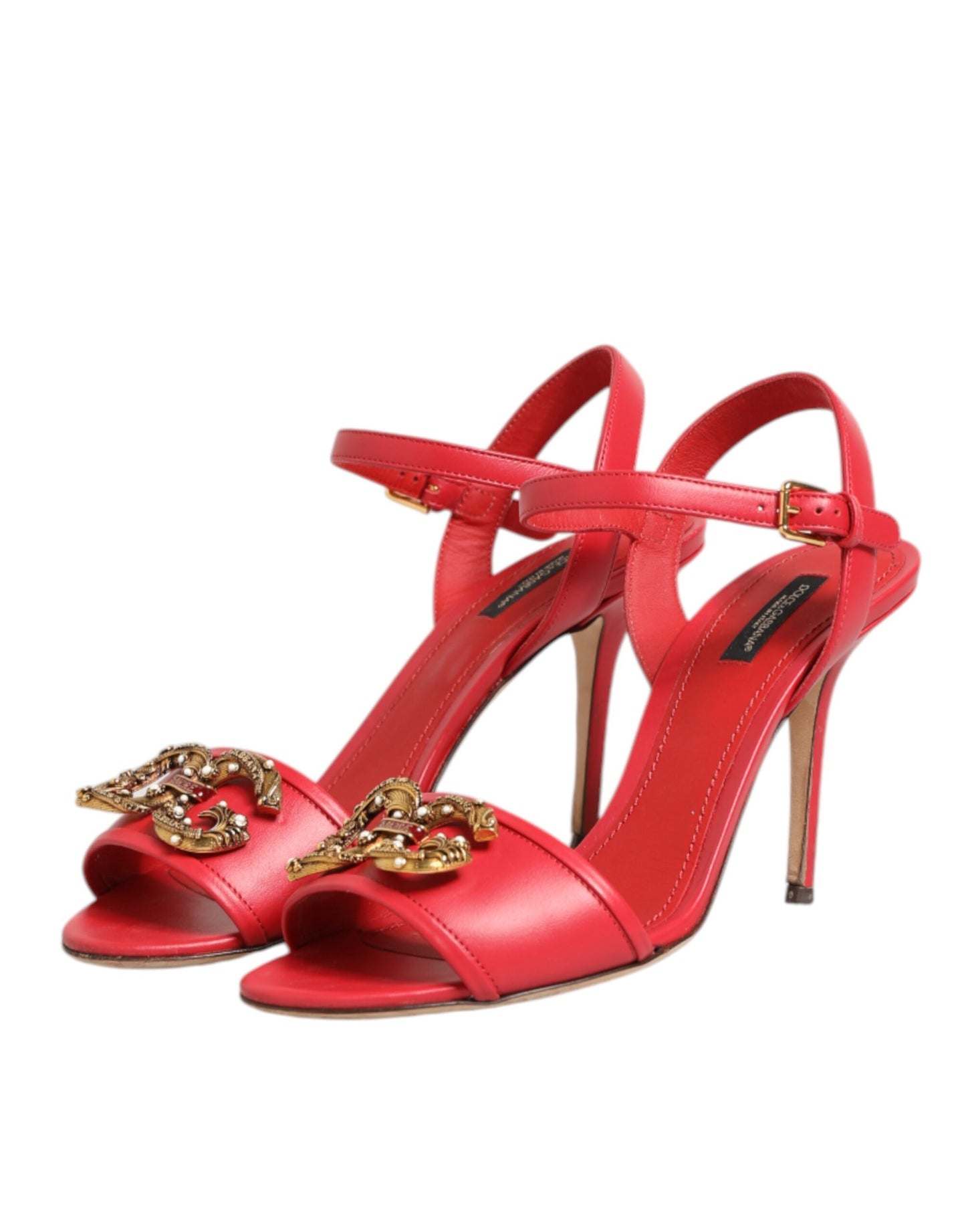 Red Ankle Strap Stiletto Heels Sandals Shoes