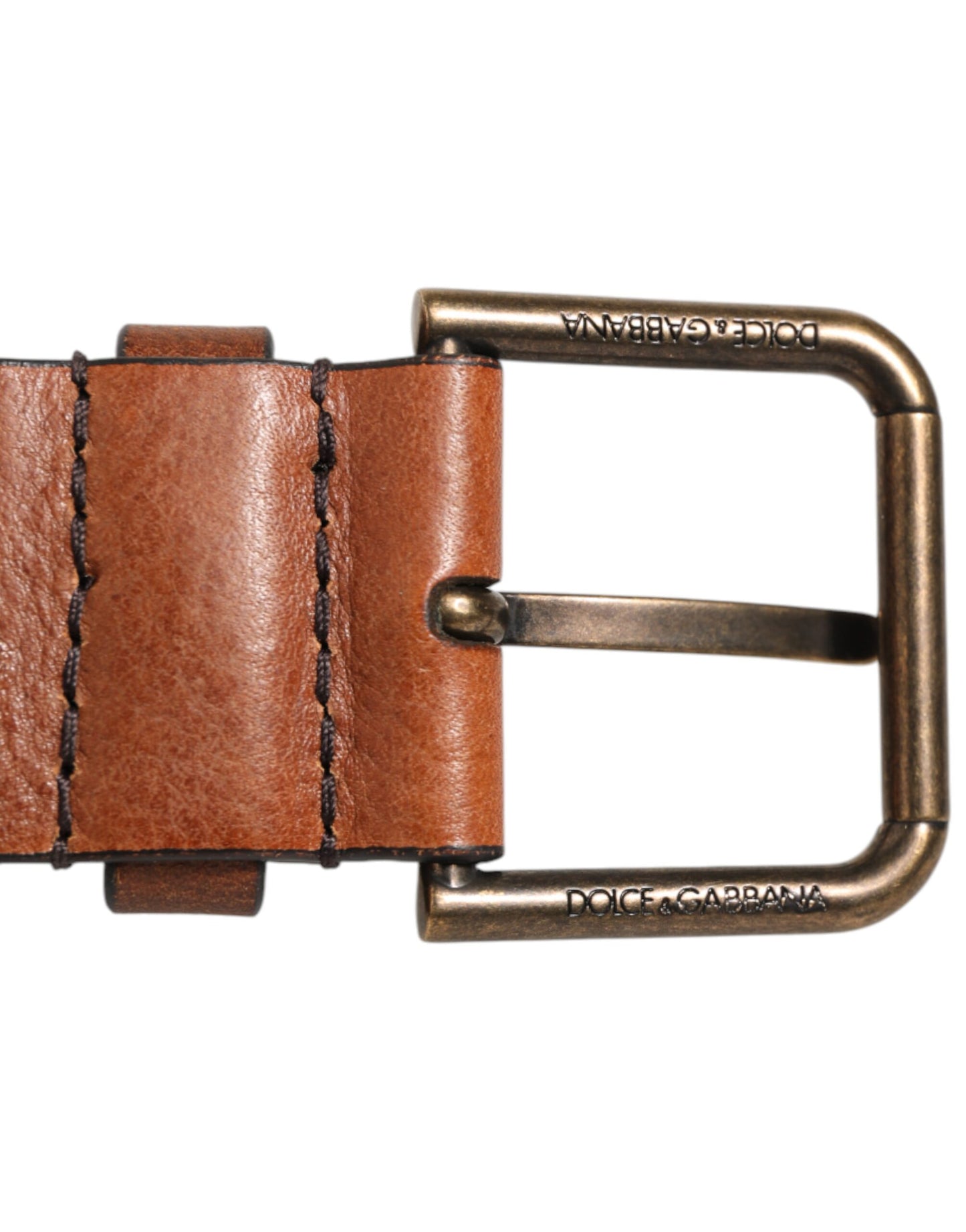 Brown Classic Gold Metal Logo Buckle Men Belt