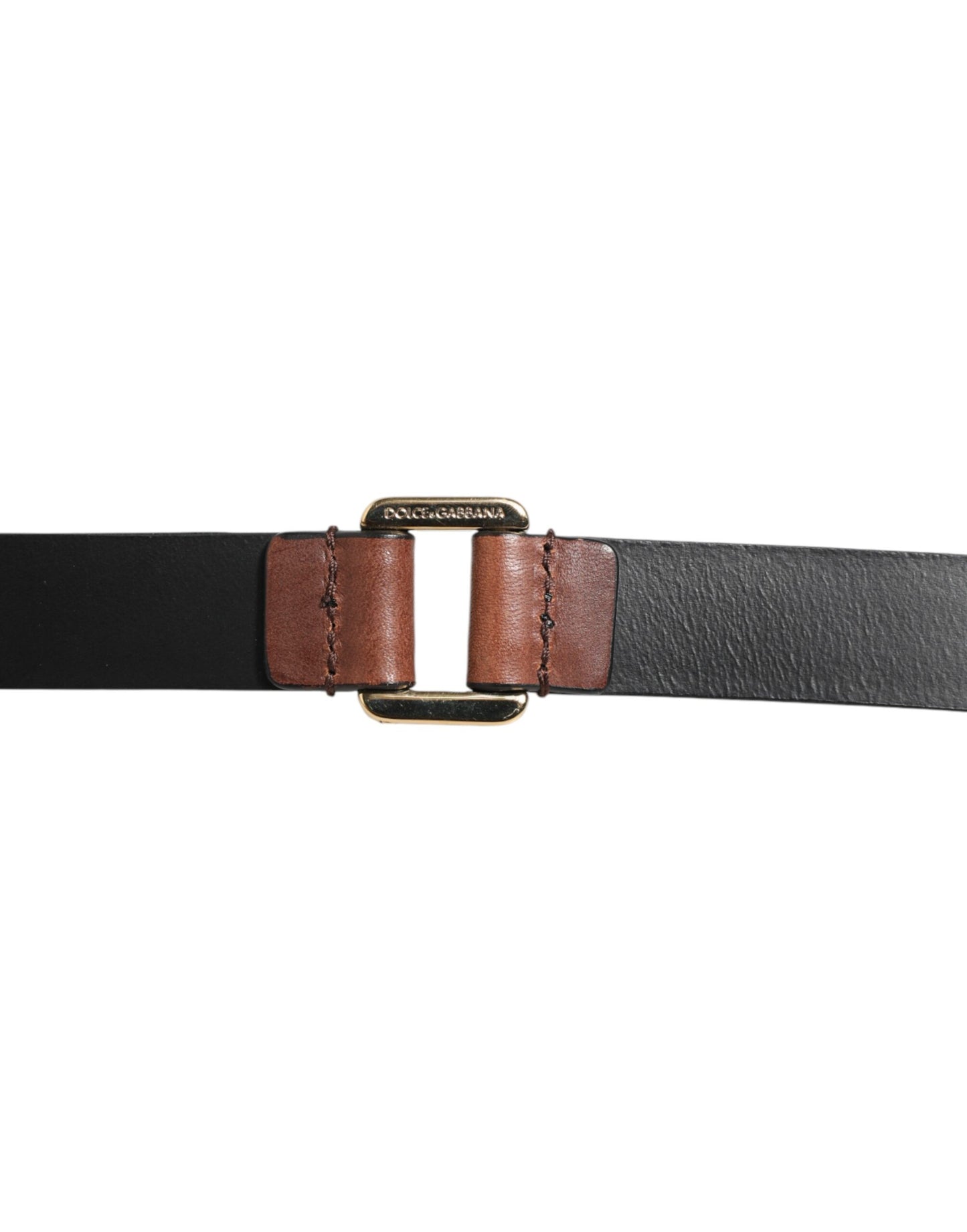 Brown Classic Gold Metal Logo Buckle Men Belt