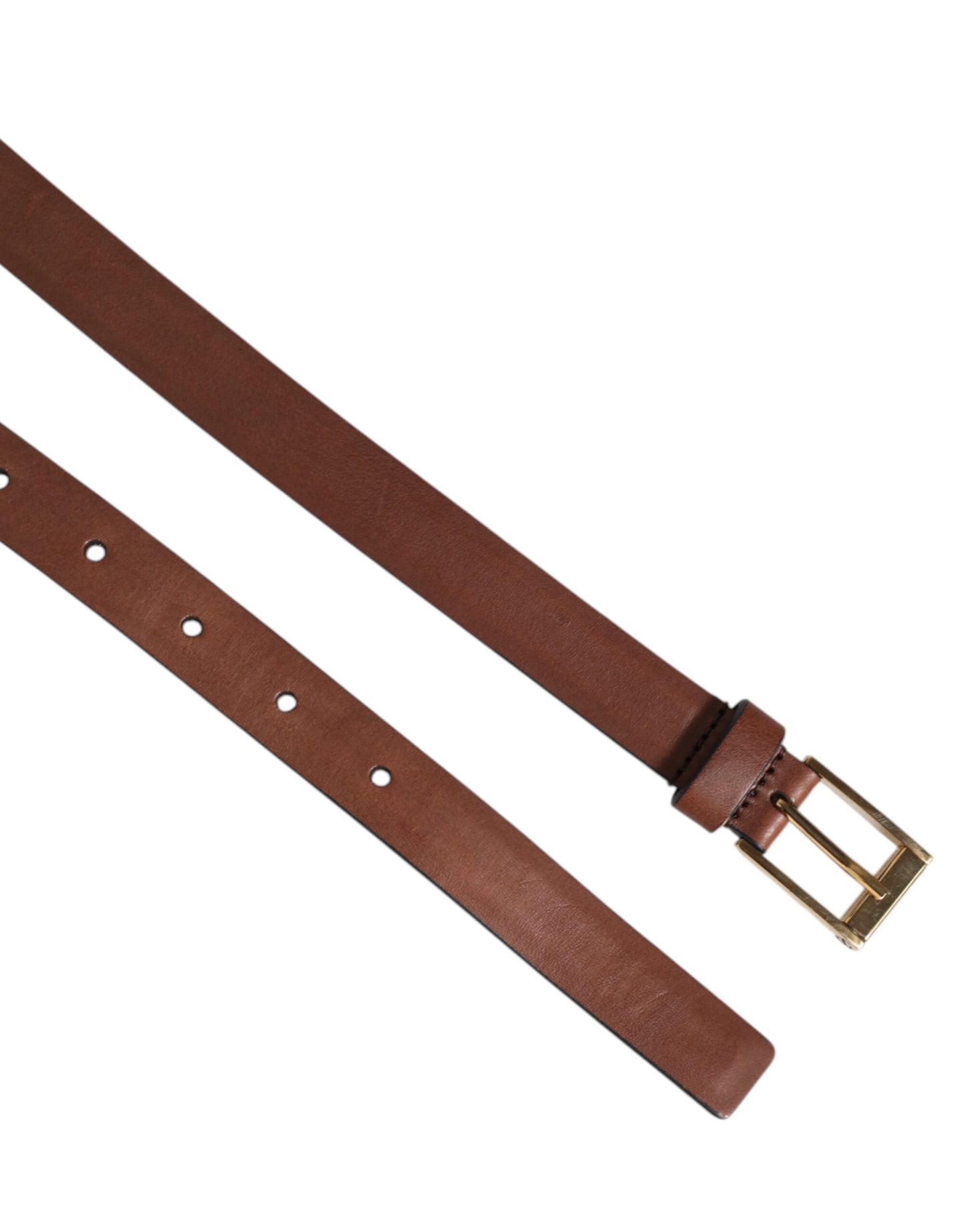 Brown Classic Gold Metal Logo Buckle Men Belt