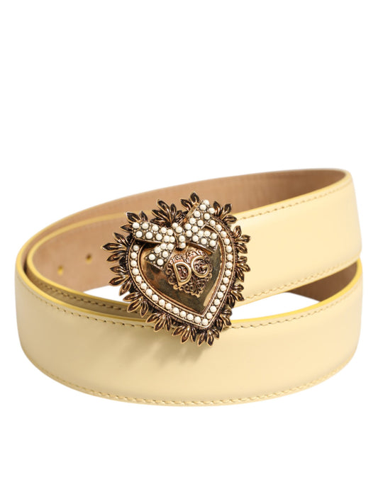 Light Yellow DEVOTION Heart DG Buckle Belt