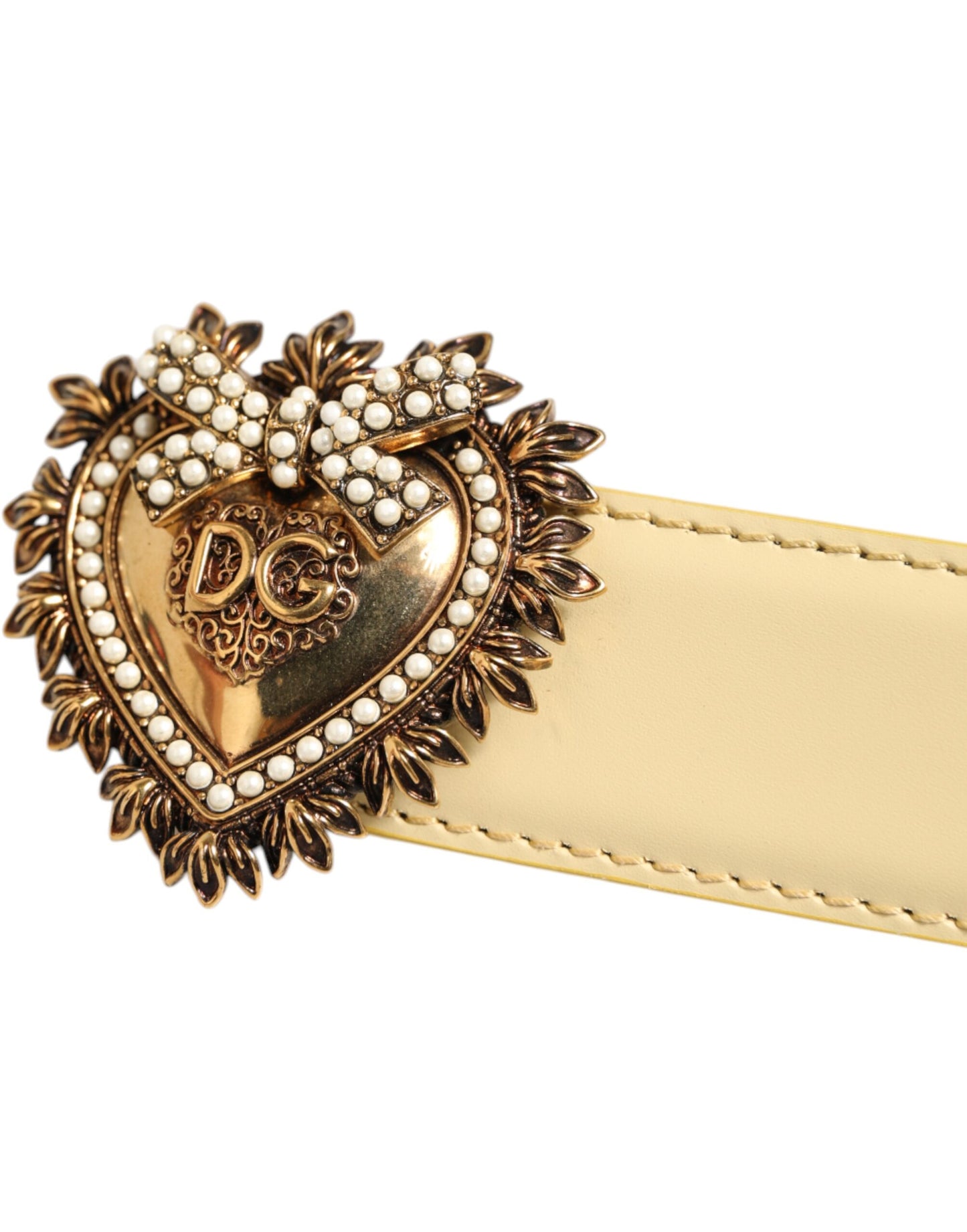 Light Yellow DEVOTION Heart DG Buckle Belt