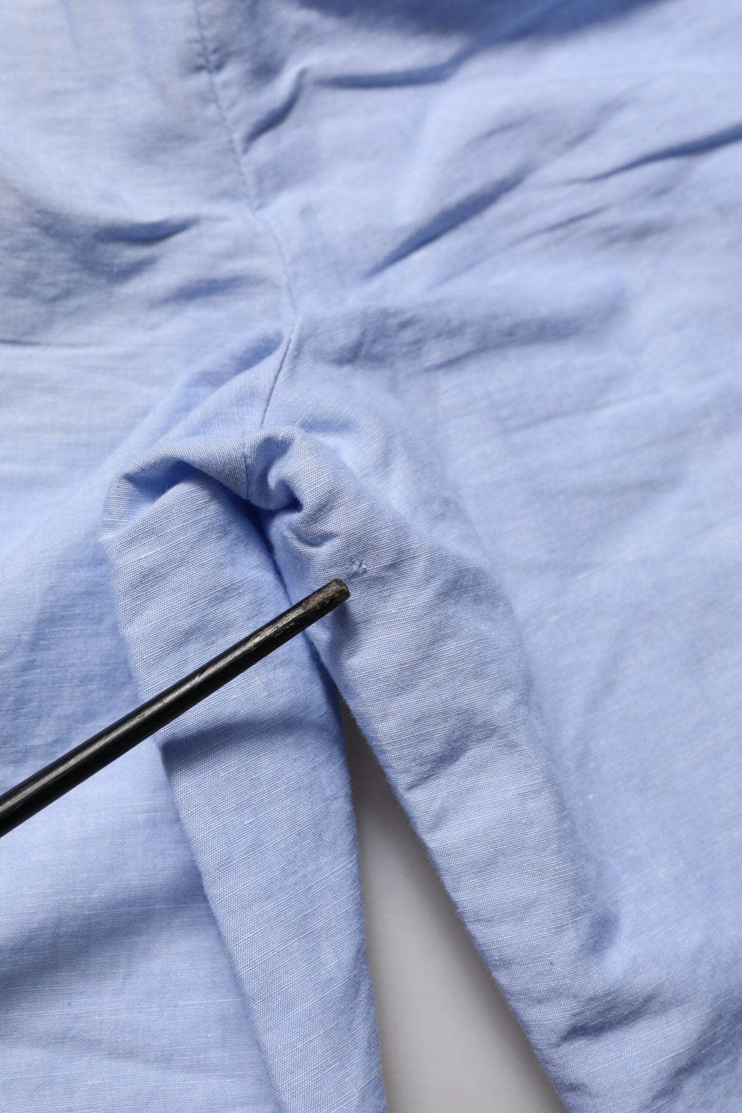 Light Blue Linen Mid Waist Men Bermuda Shorts