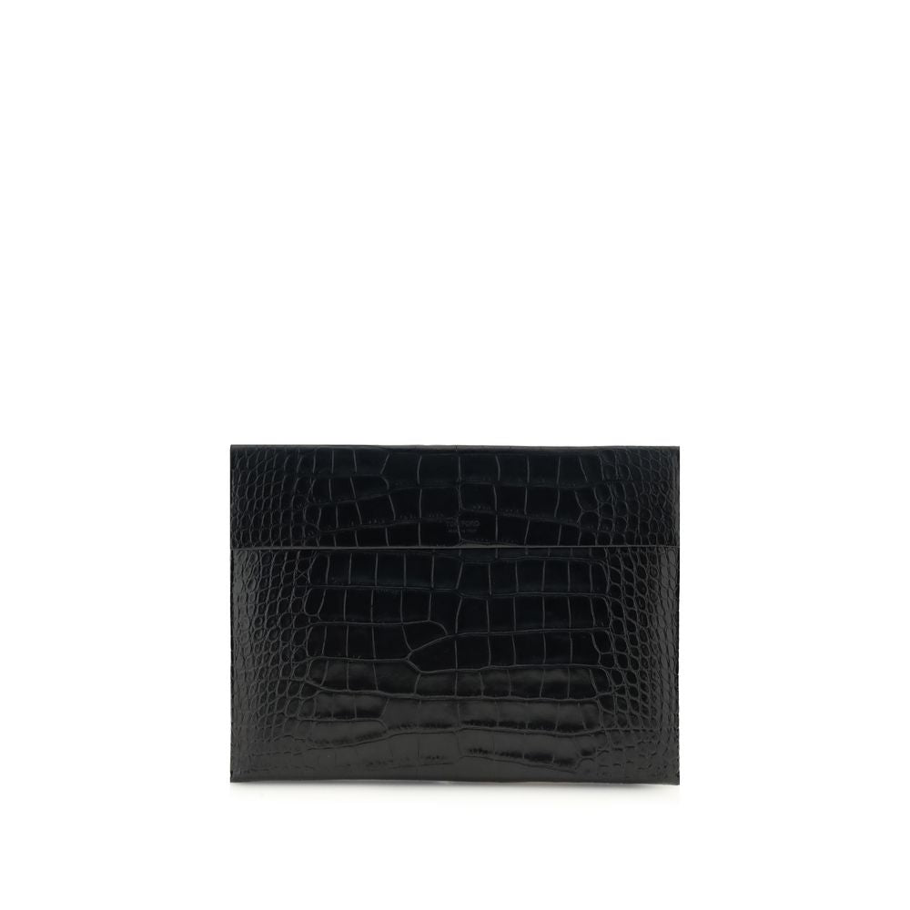 Crocodile print leather Pouch