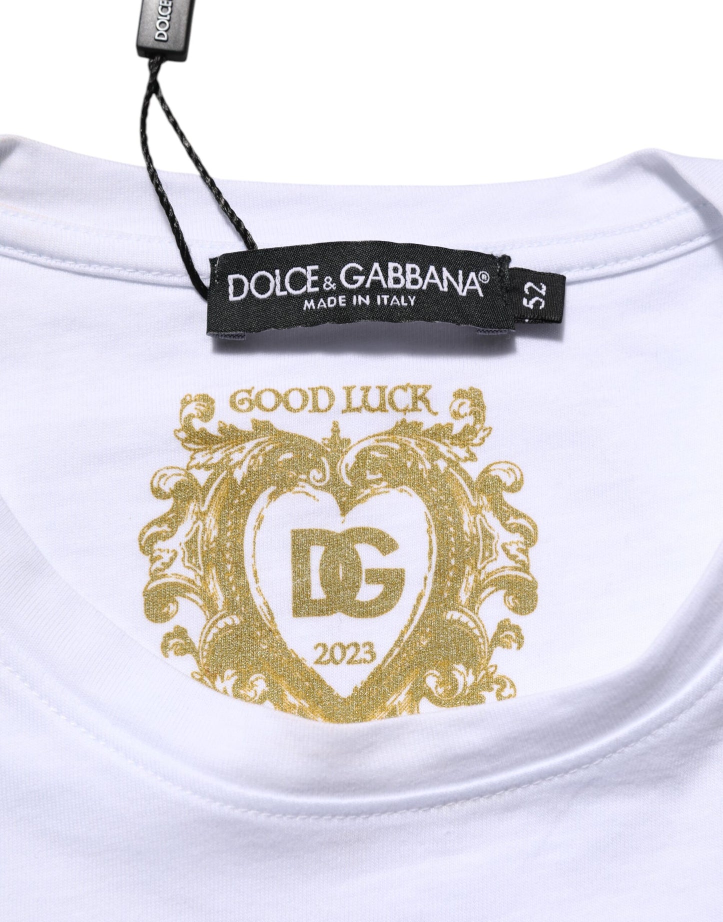 White Cotton Goodluck 2023 Crew Neck T-shirt