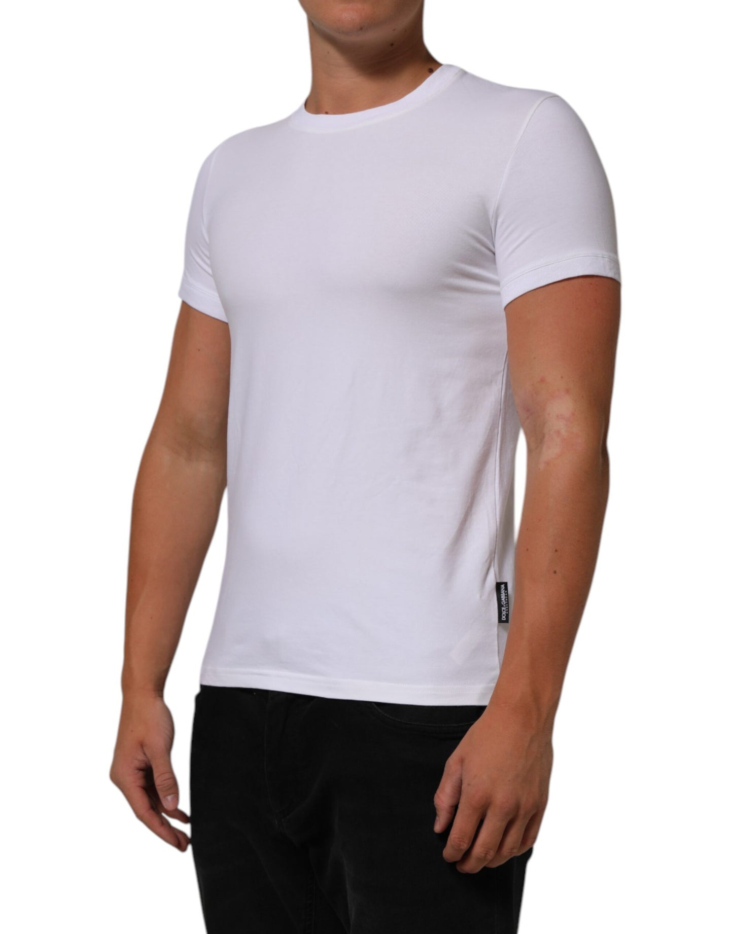 White Cotton Round Neck Underwear T-shirt