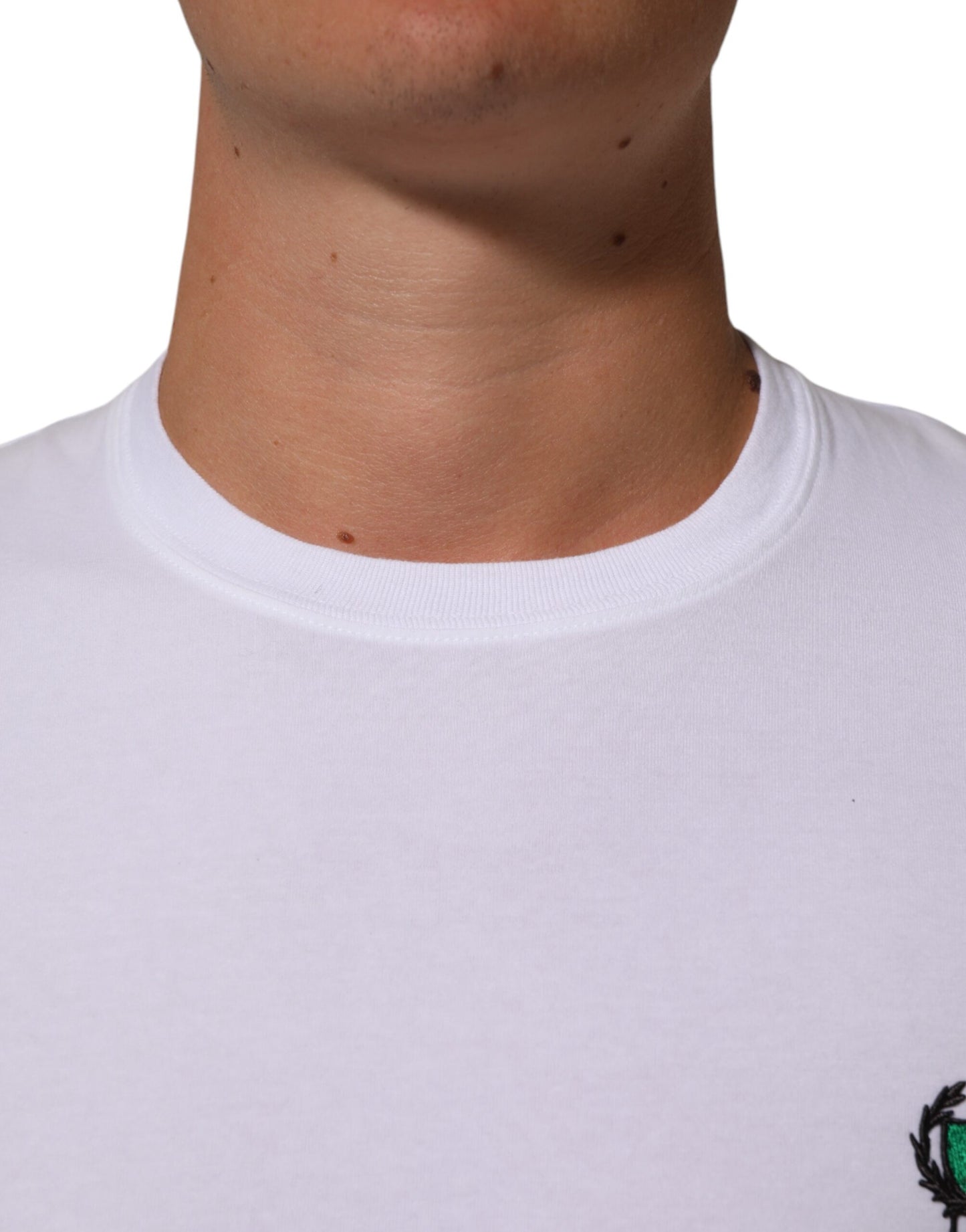 White Cotton DG Italia Round Neck Men T-shirt