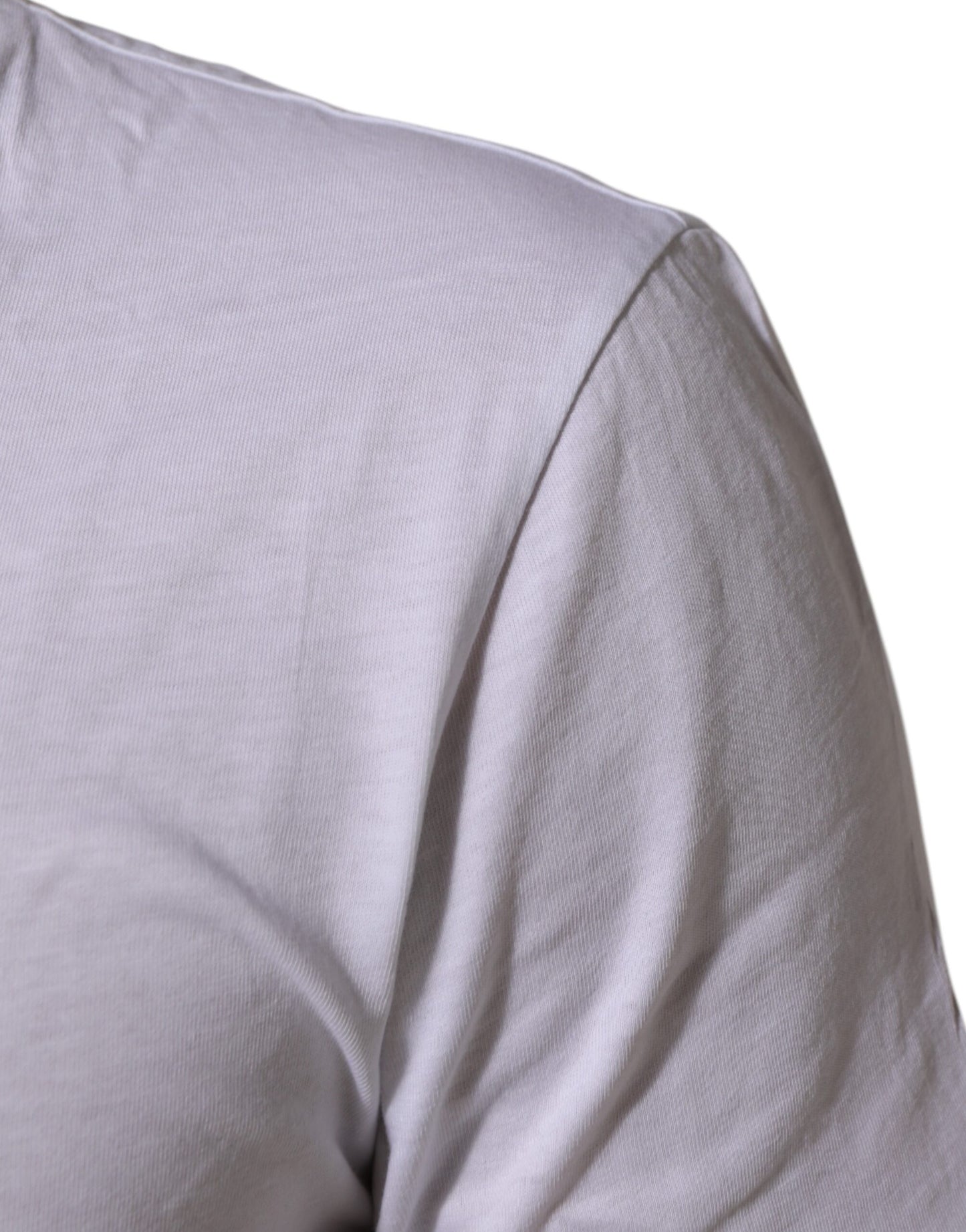 White Cotton Logo Print Crew Neck Men T-shirt