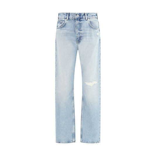 7FOR Blue Cotton Straight-Leg Jeans