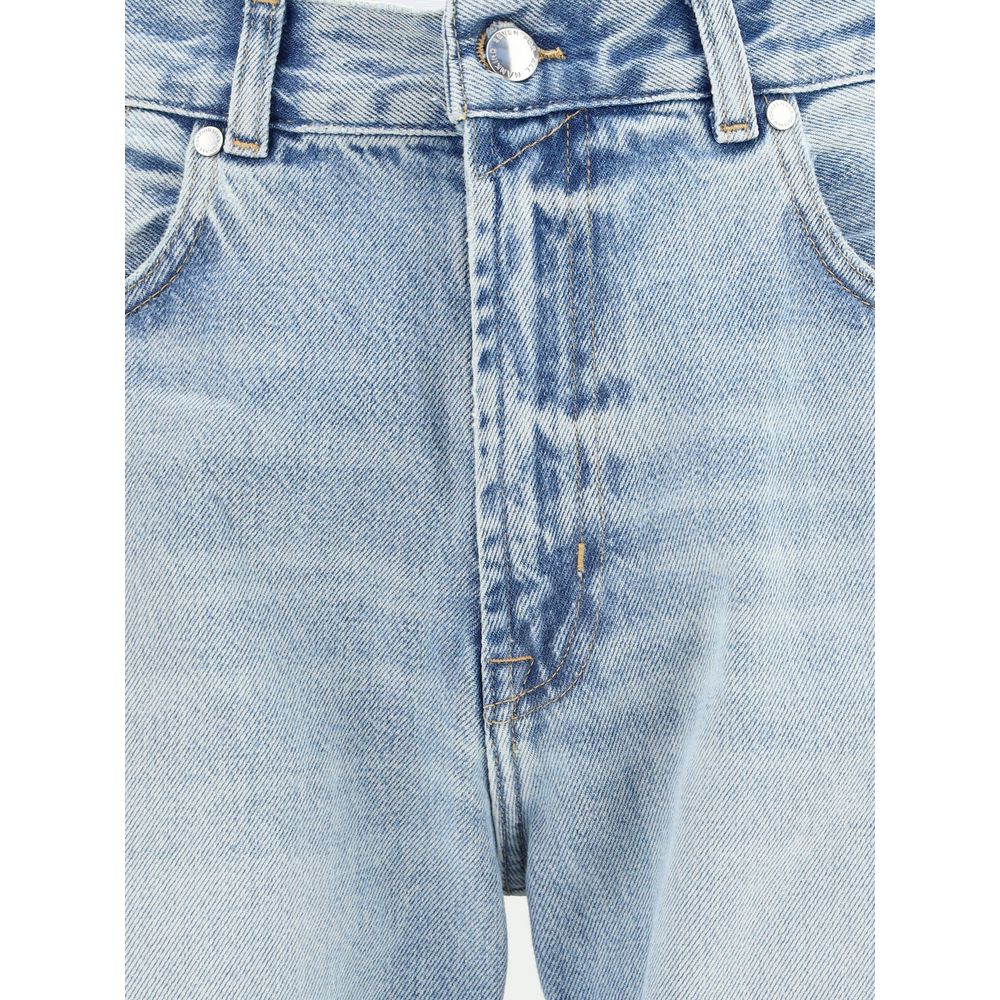 7FOR Blue Cotton Straight-Leg Jeans