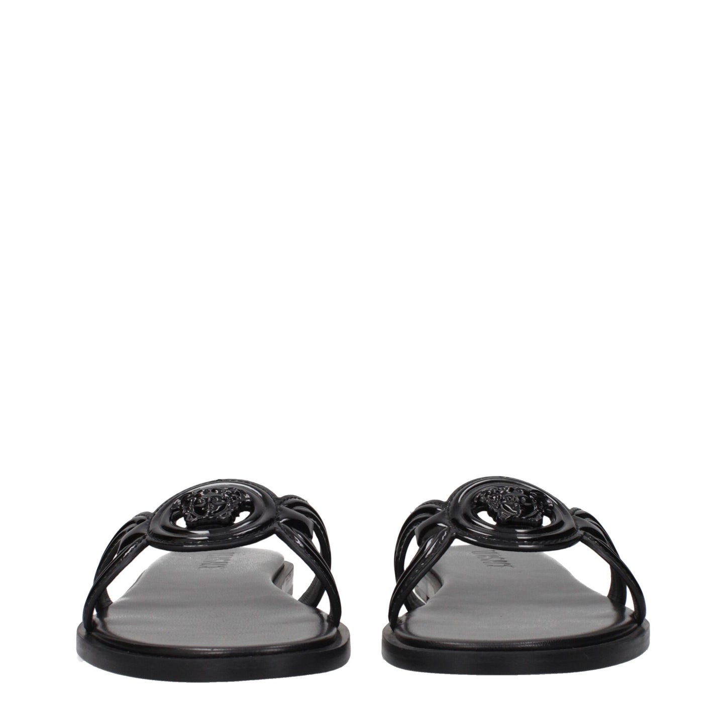 Black Leather Slippers Sandals