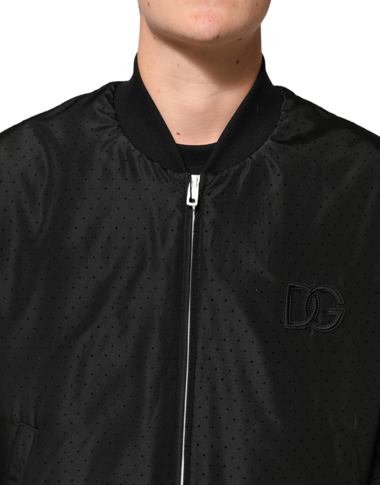 Dolce & Gabbana Black Acetate Full Zip Bomber Men Jacket