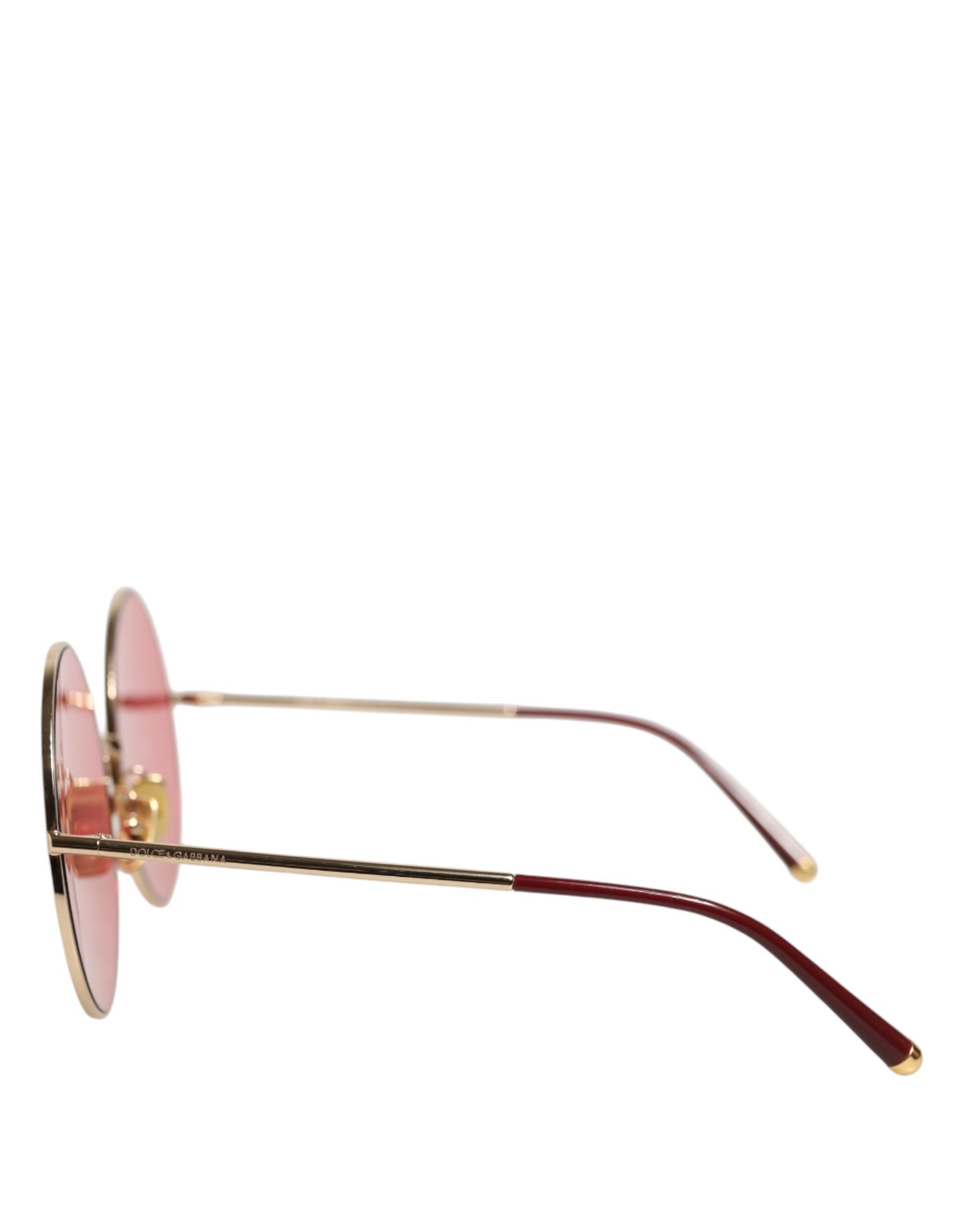 Dolce & Gabbana Pink Gold Metal Round Shades Eyewear Sunglasses