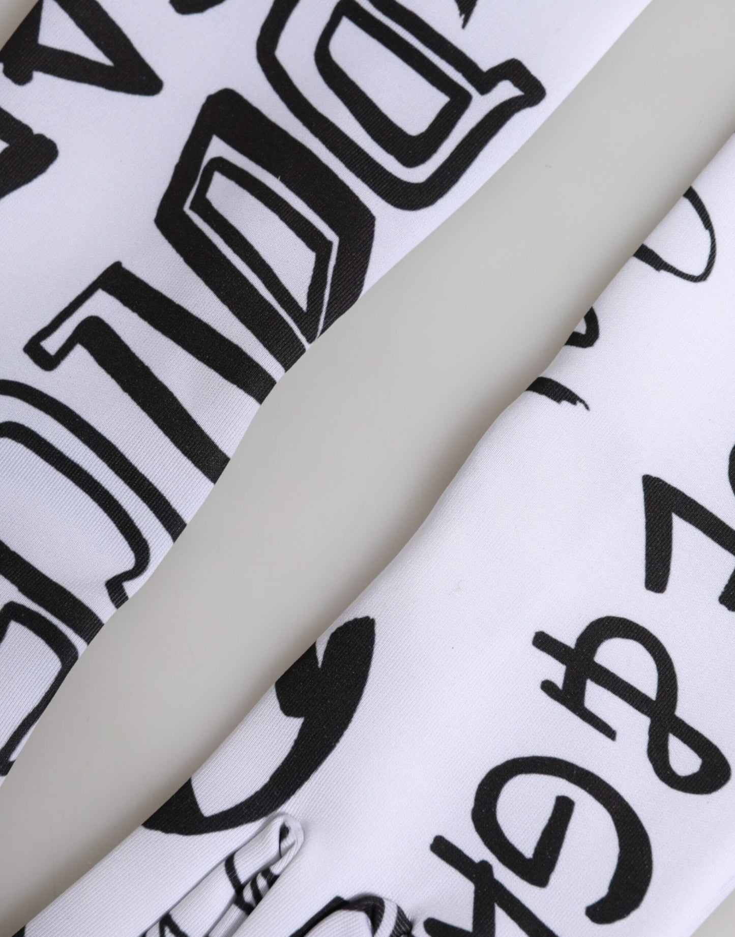 Dolce & Gabbana Black White DG Logo Elbow Length Mitten  Gloves