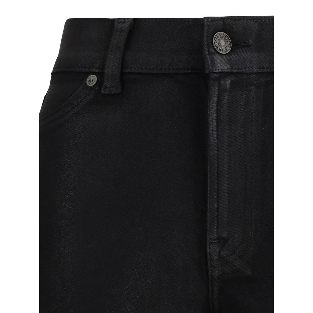 7FOR Black Cotton Flared Jeans