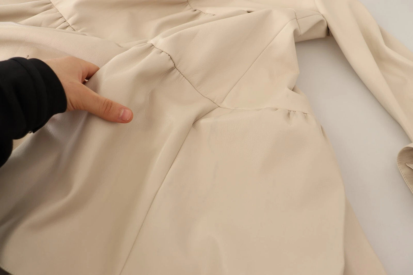 Jucca Leather Beige Long Sleeves Collared A-line Mini  Dress