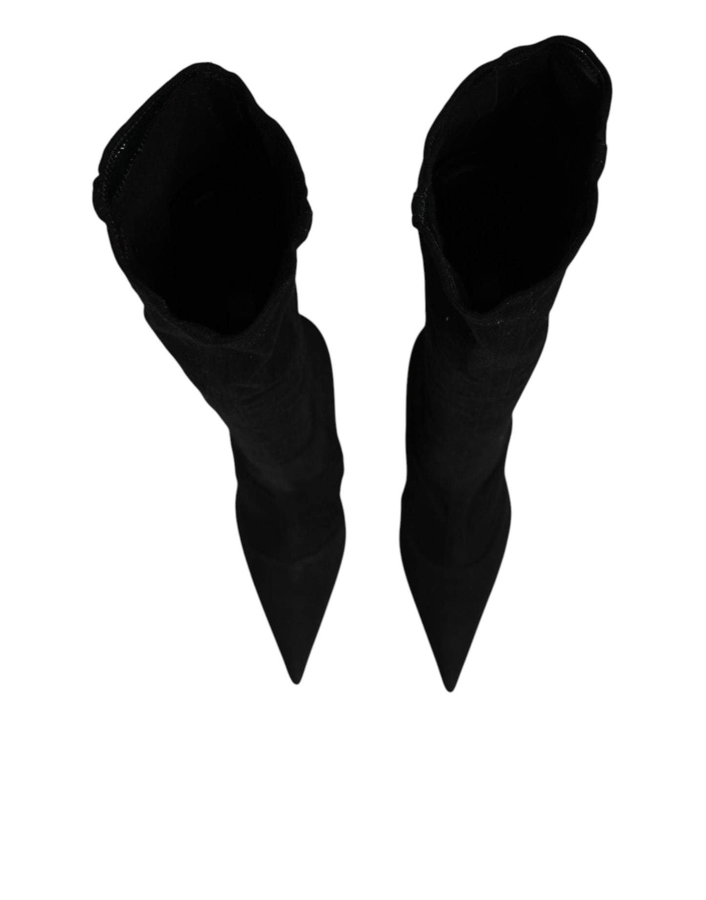 Dolce & Gabbana Black Cotton Stretch High Heels Boots Shoes