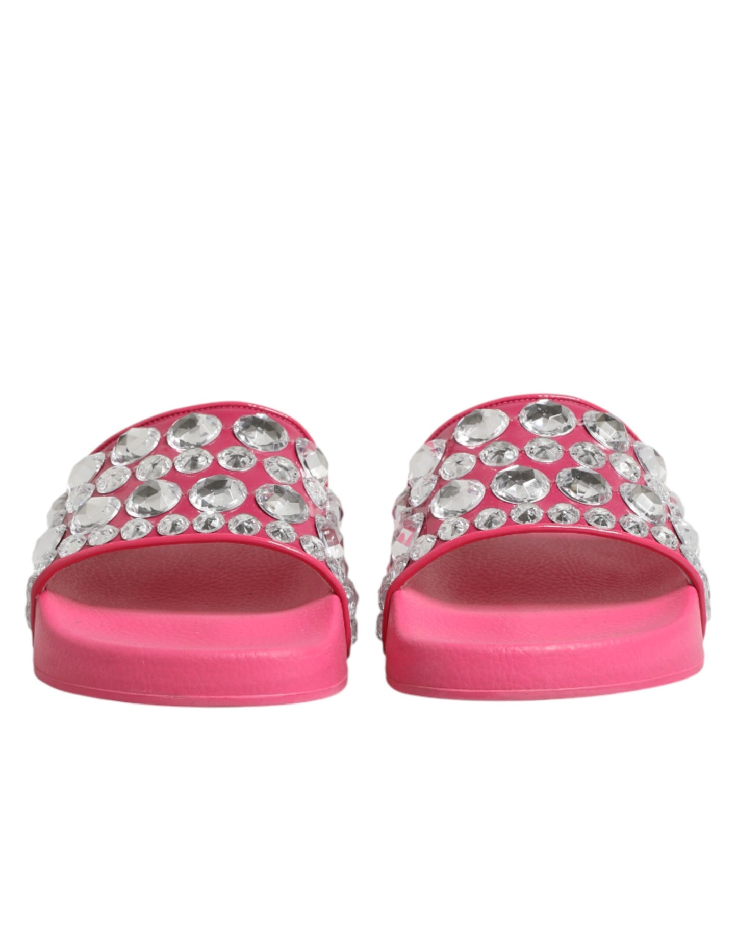 Dolce & Gabbana Pink Crystal Slides Sandals Beachwear Shoes