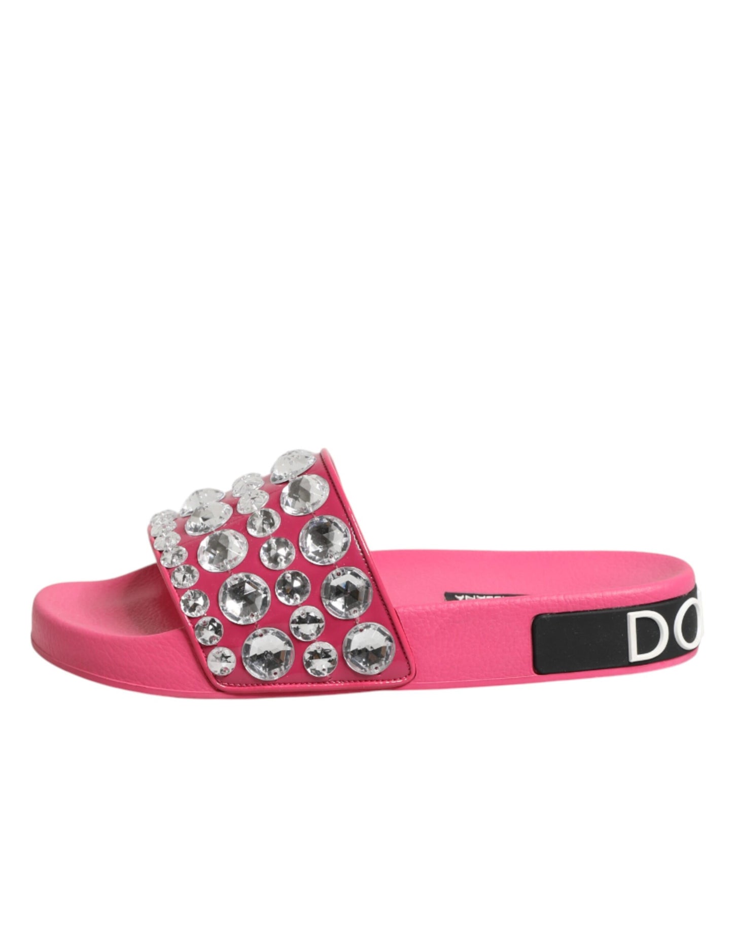 Dolce & Gabbana Pink Crystal Slides Sandals Beachwear Shoes