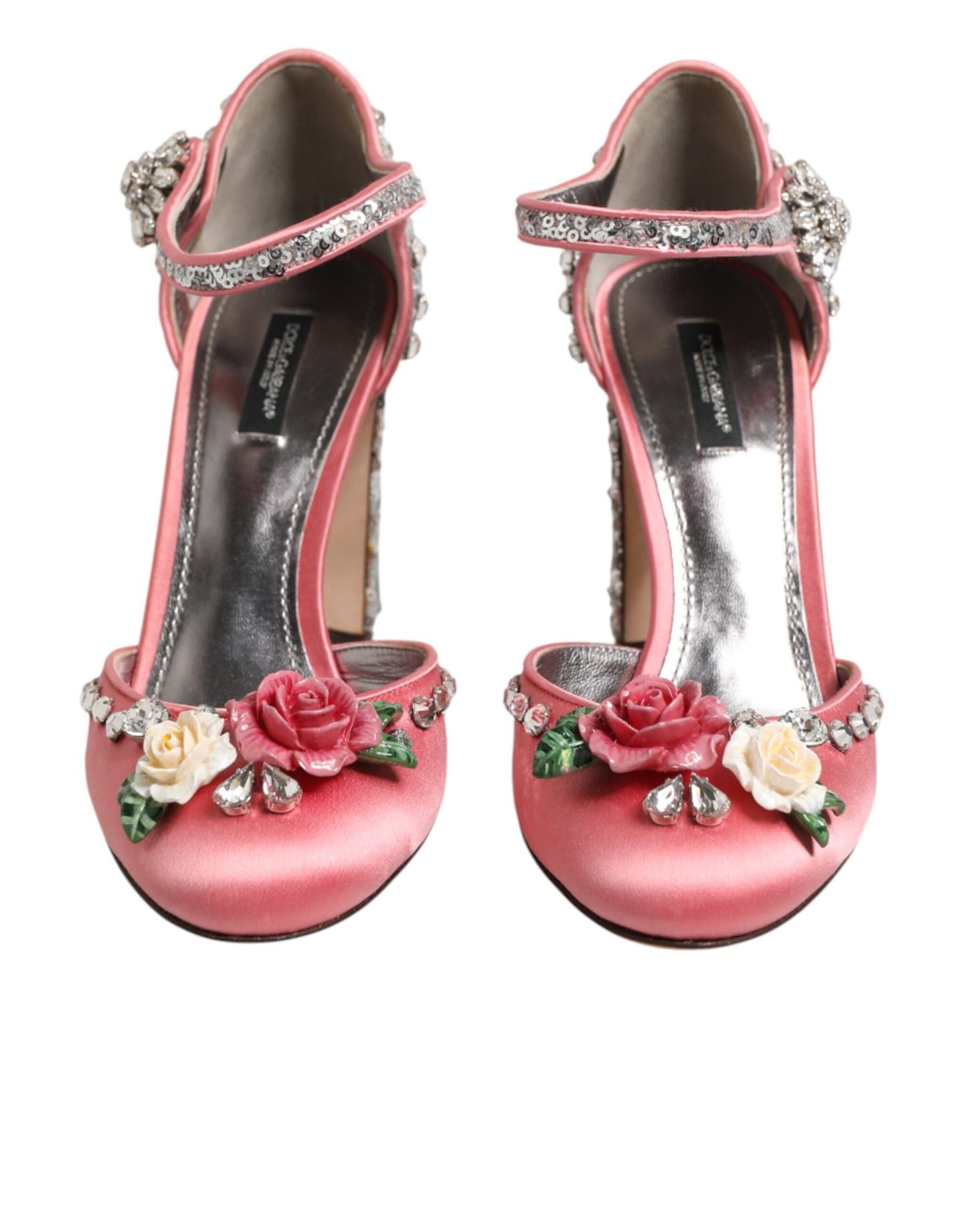 Dolce & Gabbana Pink Sequined Ankle Strap Sandals Shoes