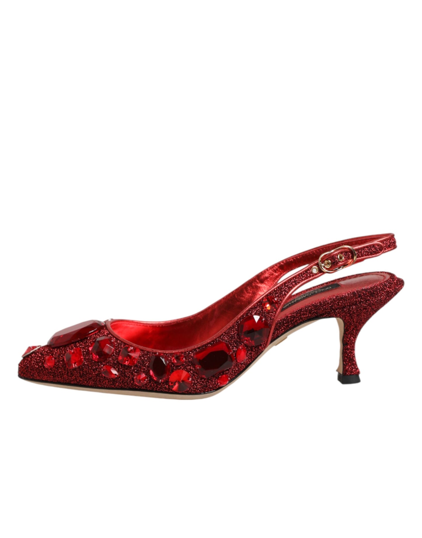 Dolce & Gabbana Red Crystal Embellished Slingbacks Shoes