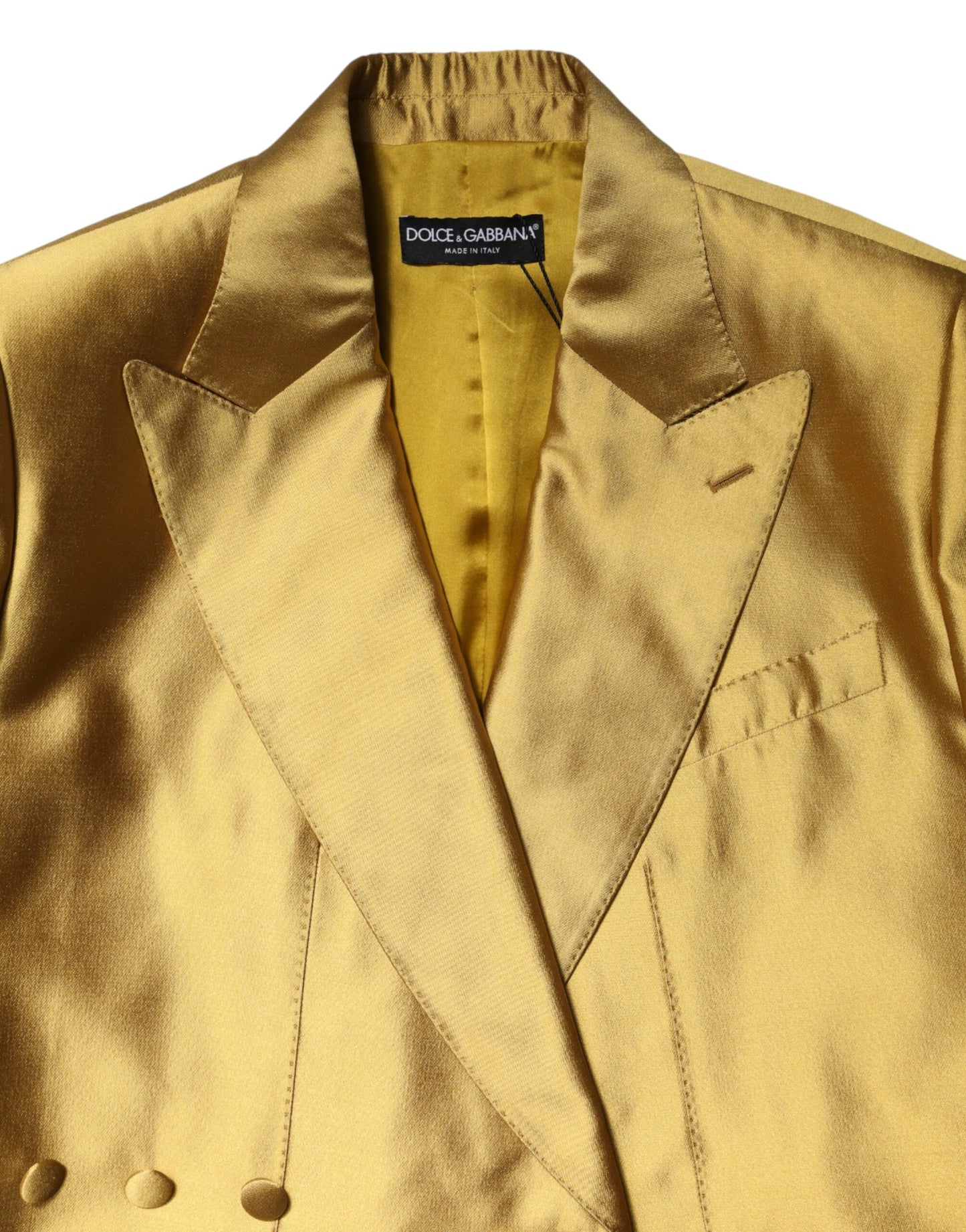 Dolce & Gabbana Gold Satin Long Sleeves Blazer Coat Jacket