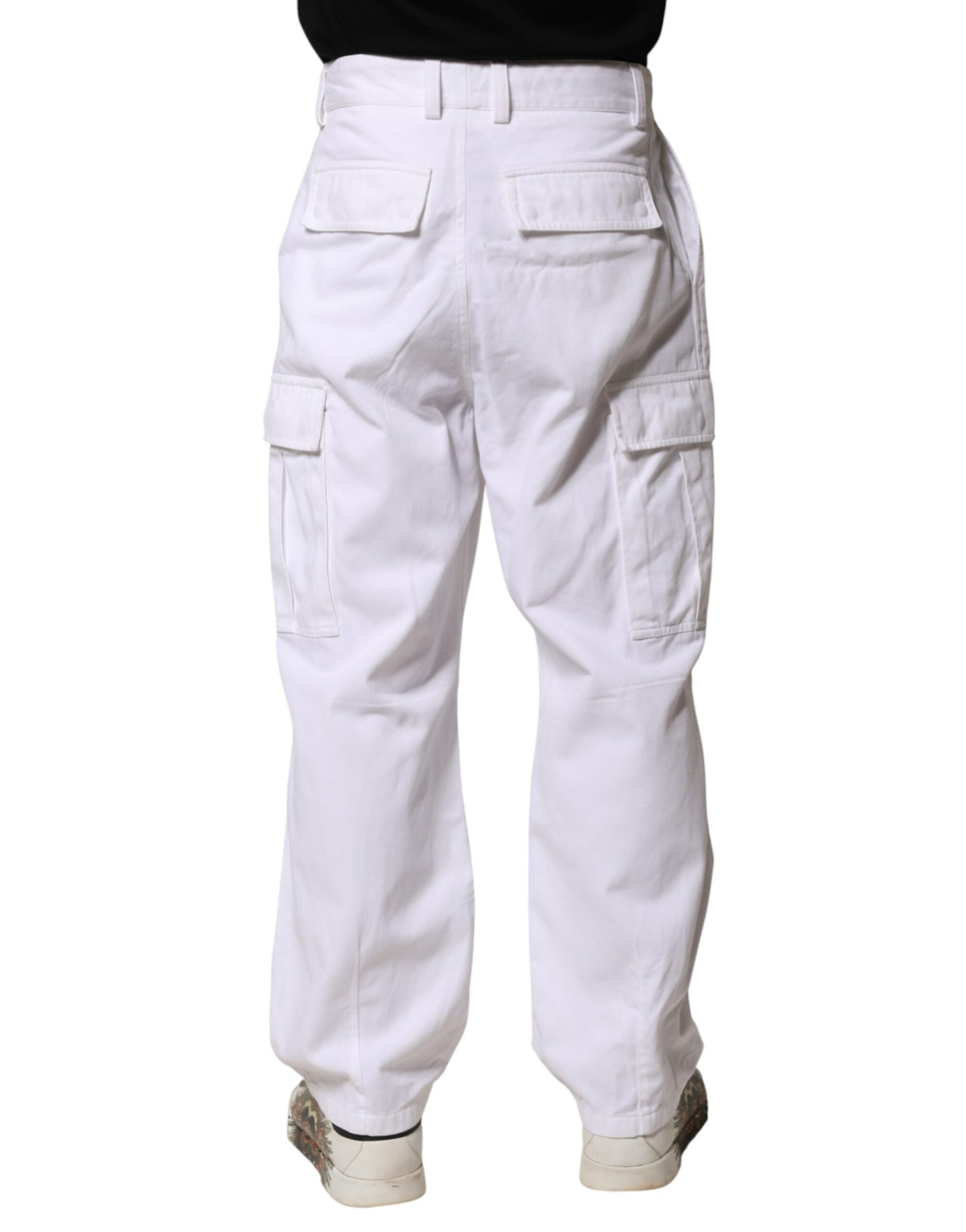 Dolce & Gabbana White Cotton Men Cargo Denim Trouser Jeans