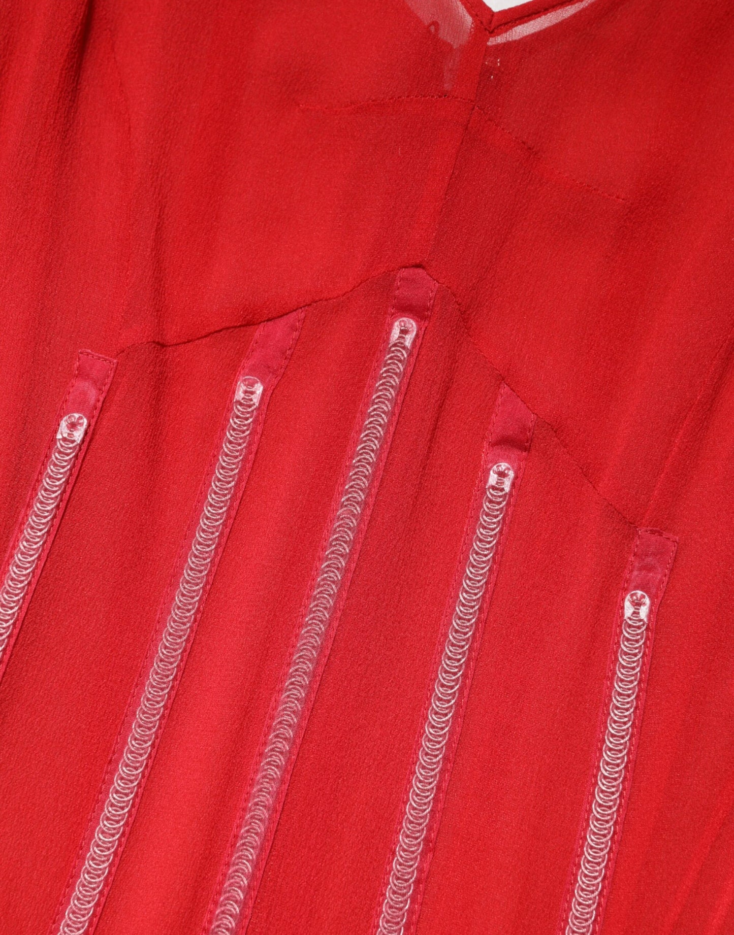 Dolce & Gabbana Red Silk Sleeveless Sheath V-neck Midi Dress